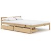 vidaXL Estrutura de cama com 2 gavetas 140x200 cm pinho maci&ccedil;o