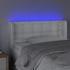 vidaXL Cabeceira de cama c/ LED couro artificial 83x16x78/88 cm branco