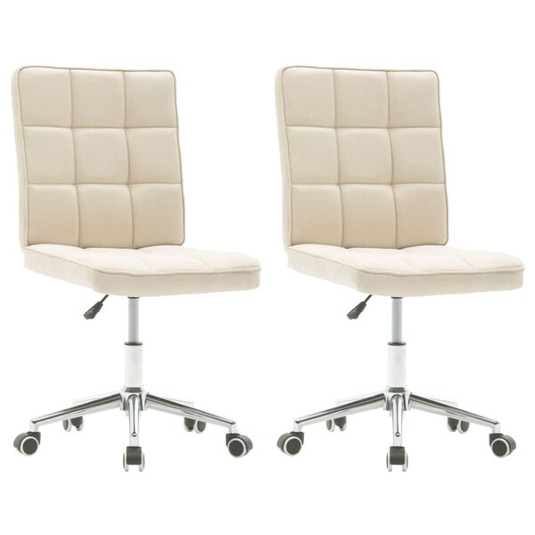 vidaXL Cadeiras de jantar 2 pcs tecido cor creme