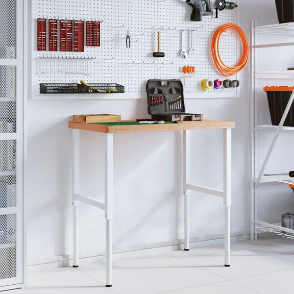 vidaXL Bancada retangular 100x60x(73-99,5) cm madeira de faia maci&ccedil;a