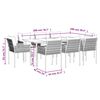 vidaXL 9 pcs conjunto de jantar p/ jardim com almofad&otilde;es vime PE e a&ccedil;o