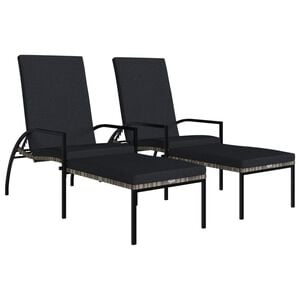 vidaXL Espregui&ccedil;adeiras com apoios de p&eacute;s 2 pcs vime PE cinzento