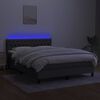 vidaXL Cama box spring c/ colch&atilde;o e LED 140x190 cm tecido cinza-escuro