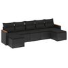 vidaXL 7 pcs conjunto de sof&aacute;s p/ jardim c/ almofad&otilde;es vime PE preto