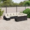 vidaXL 11 pcs conjunto sof&aacute;s de jardim c/ almofad&otilde;es vime PE preto