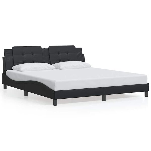 vidaXL Estrutura de cama sem colch&atilde;o Zadar 180x200cm couro artificial preto