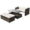vidaXL 4 pcs conjunto lounge jardim c/ almofad&otilde;es vime PE castanho