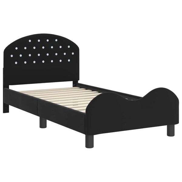 vidaXL Estrutura de Cama Infantil com Cabeceira Preto 80 x 160 cm