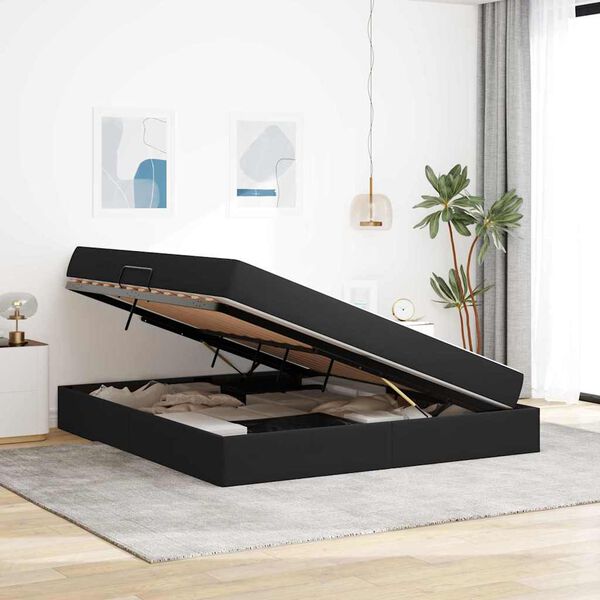 vidaXL Cama com arruma&ccedil;&atilde;o e colch&atilde;o Preto 180 x 200 cm Veludo