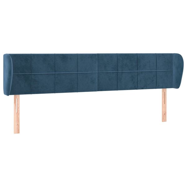vidaXL Cabeceira de cama c/ abas veludo 183x23x78/88cm azul-escuro