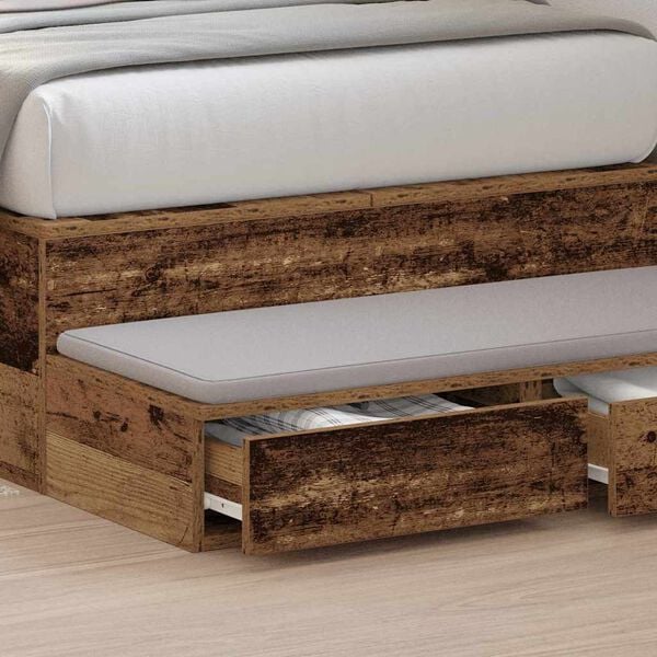 vidaXL Gavetas de cama com gaveta Madeira antiga 100 x 36,5 x 16,5 cm