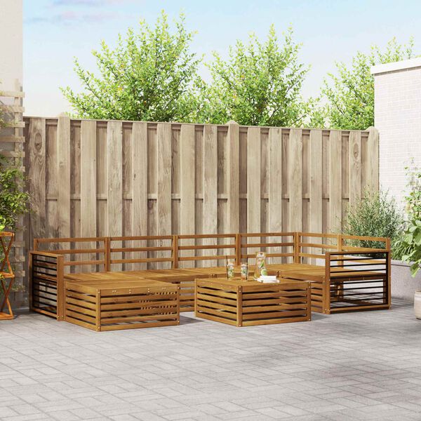 vidaXL Conjunto de Sof&aacute;s para Exterior 7 pcs Natural