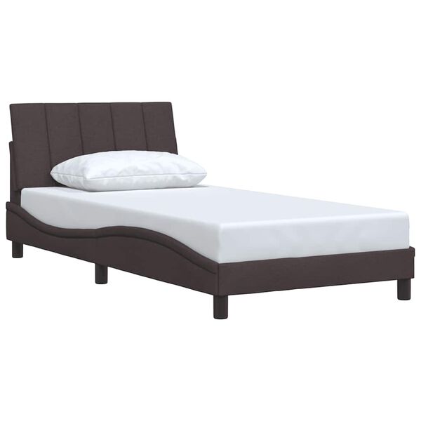vidaXL Estrutura de cama sem colch&atilde;o Hanko 100x200 cm tecido castanho-escuro
