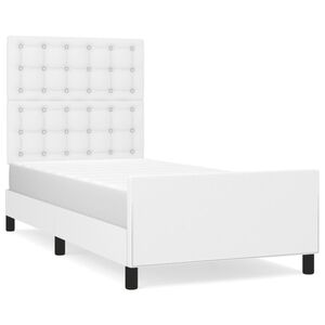 vidaXL Estrutura de cama c/ cabeceira couro artificial 90x190cm branco