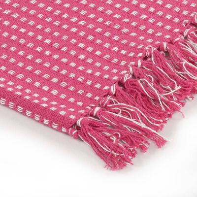 vidaXL Manta em algodão aos quadrados 160x210 cm rosa