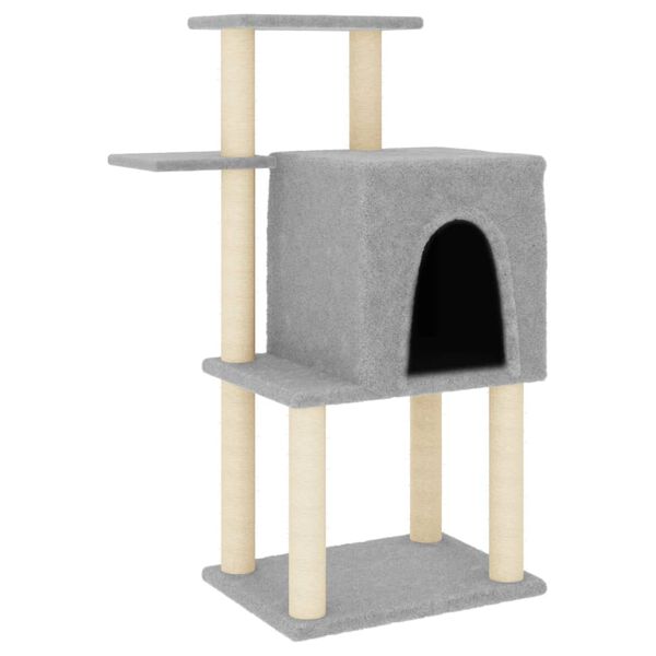 vidaXL Árvore p/ gatos c/ postes arranhadores sisal 97 cm cinza-claro