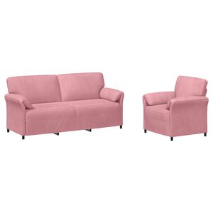 vidaXL Conjunto de Sof&aacute;s 2 unid. Rosa Veludo