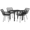 vidaXL Conjunto de Jantar para Jardim 5 pcs Preto A&ccedil;o revestido a p&oacute;