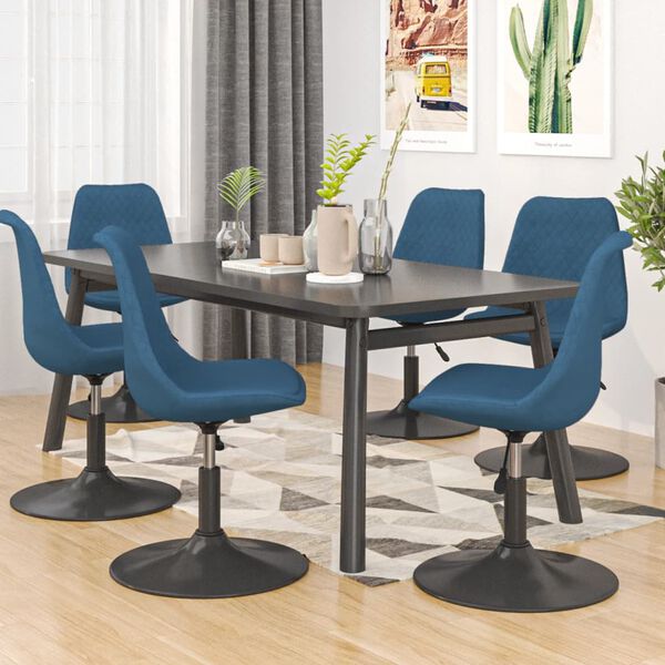 vidaXL Cadeiras de jantar girat&oacute;rias 6 pcs veludo azul