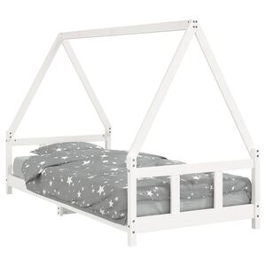 vidaXL Estrutura de cama infantil 90x200 cm pinho maci&ccedil;o branco