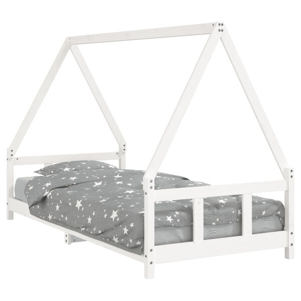 vidaXL Estrutura de cama infantil 90x200 cm pinho maci&ccedil;o branco