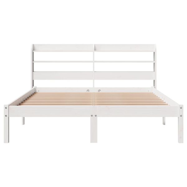 vidaXL Cama sem colch&atilde;o 140x200 cm madeira de pinho maci&ccedil;a branco