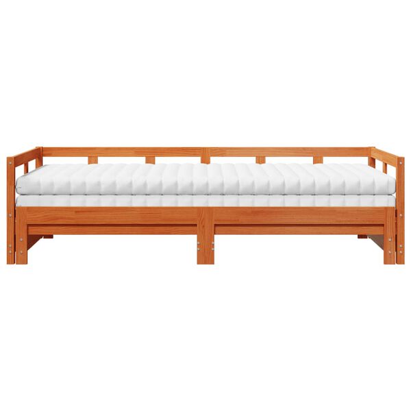 vidaXL Sof&aacute;-cama com gavet&atilde;o e colch&otilde;es 90x200 cm pinho castanho-mel