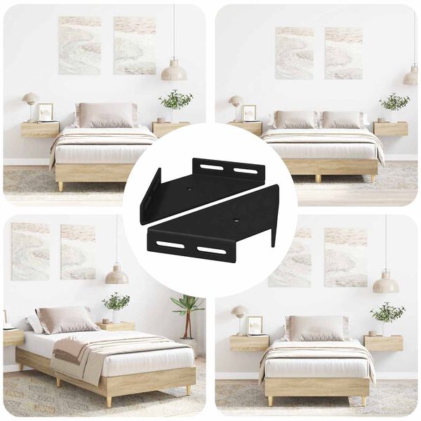 vidaXL Suporte de Canto 2 pcs Preto 138,5 x 50,5 x 16 mm Ferro