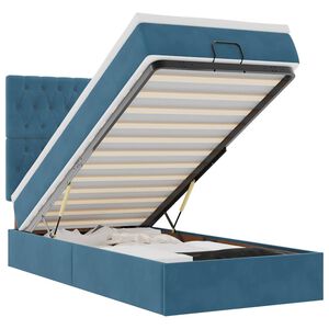 vidaXL Estrutura cama otomana colch&otilde;es 80x200 cm veludo azul escuro
