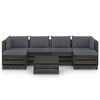 vidaXL 7 pcs conj. lounge jardim + almofad&otilde;es madeira impreg. cinzento