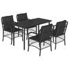 vidaXL 5 pcs conjunto de jantar p/ jardim c/ almofad&otilde;es vime PE preto