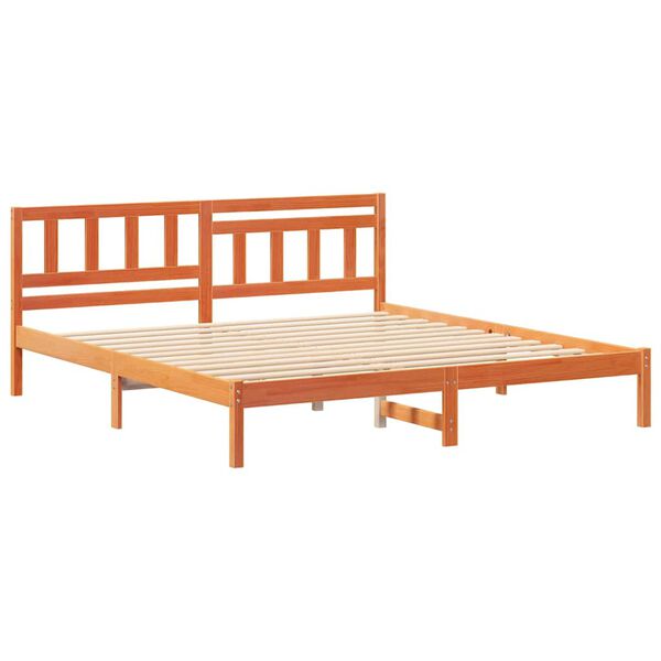 vidaXL Estrutura da Cama com cabeceira Marrom Cera 160 x 200 cm