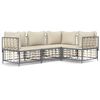 vidaXL 4 pcs conjunto lounge de jardim c/ almofad&otilde;es vime PE antracite