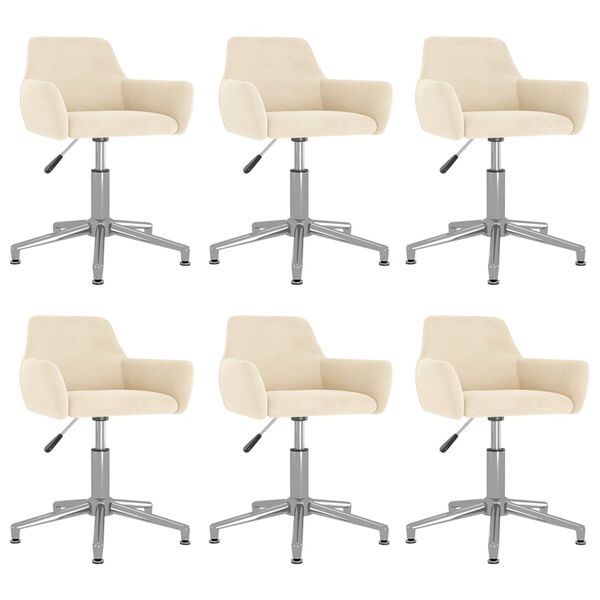 vidaXL Cadeiras de jantar girat&oacute;rias 6 pcs veludo cor creme