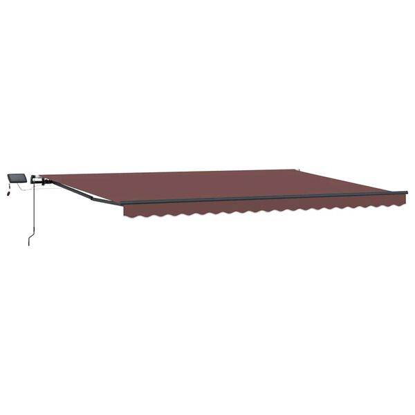 vidaXL Toldo retr&aacute;til manual com luzes LED 500x300 cm castanho