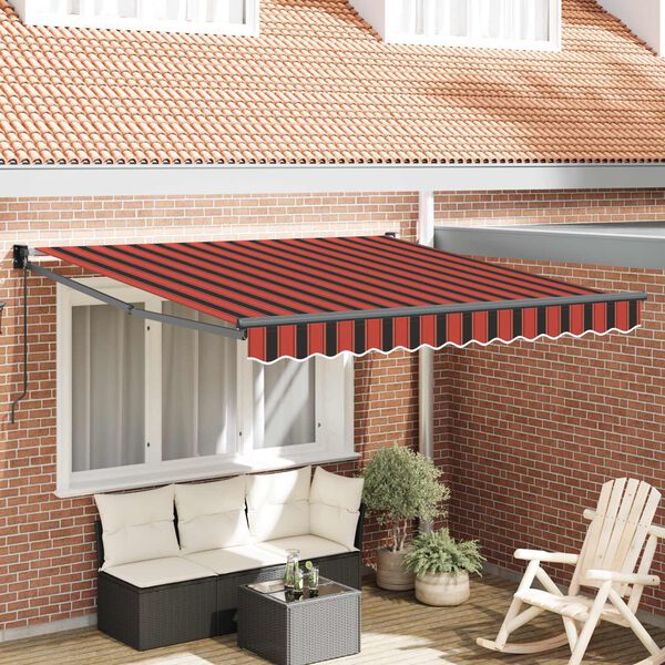 vidaXL Toldo Retr&aacute;til Manual Laranja e Marrom 300 x 250 cm