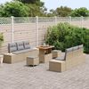 vidaXL Conjunto de Sof&aacute; de Jardim 9 pcs Bege Rattan Sint&eacute;tico