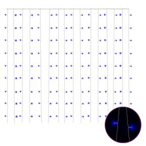 vidaXL Cortina ilumina&ccedil;&atilde;o 300 luzes LED 3x3 m 8 fun&ccedil;&otilde;es azul