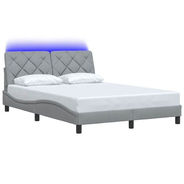 vidaXL Estrutura de cama com LED sem colch&atilde;o 140x190 cm tecido