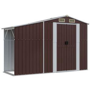 vidaXL Abrigo de jardim 277x93x179 cm a&ccedil;o galvanizado castanho