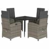 vidaXL 5 pcs conjunto de jantar p/ jardim c/ almofad&otilde;es vime PE cinza