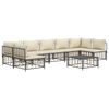 vidaXL 8 pcs conjunto lounge de jardim c/ almofadões vime PE antracite