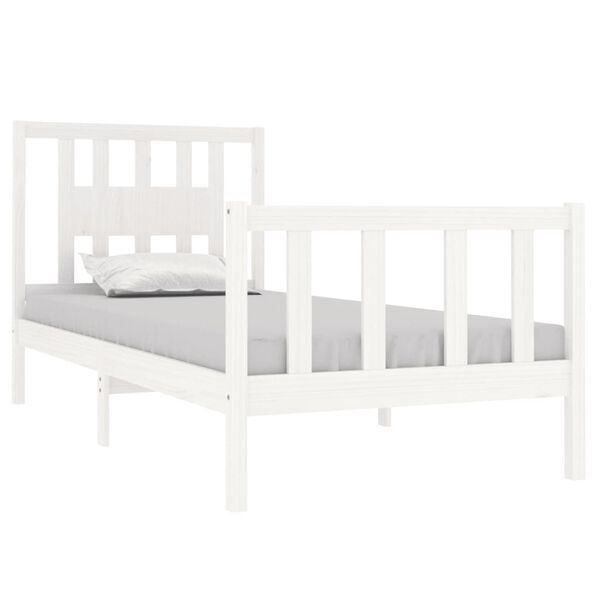 vidaXL Estrutura de cama solteiro 90x190 cm madeira maciça branco