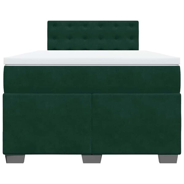 vidaXL Cama boxspring com colch&atilde;o 120x200 cm veludo verde-escuro