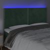 vidaXL Cabeceira de cama c/ LED veludo 200x5x118/128 cm verde-escuro