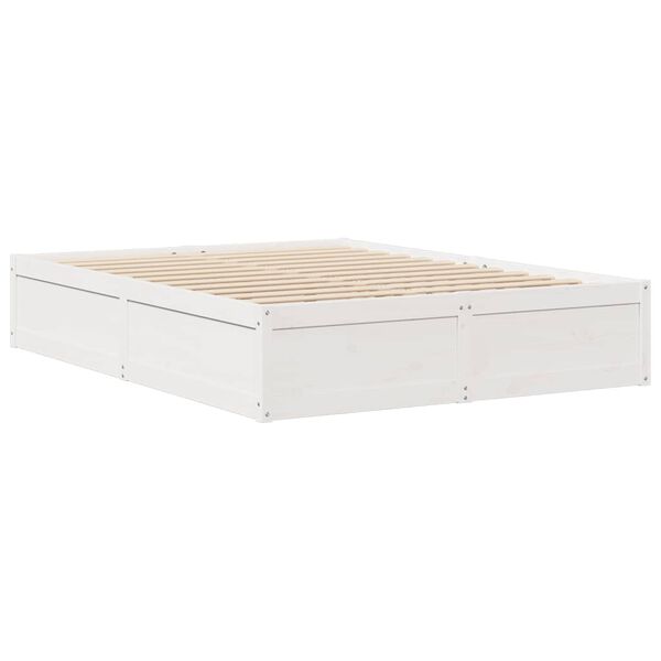 vidaXL Cama sem colch&atilde;o 160x200 cm madeira de pinho maci&ccedil;a branco