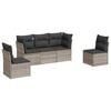 vidaXL 5 pcs conj. sof&aacute;s jardim c/ almofad&otilde;es vime PE cinzento-claro