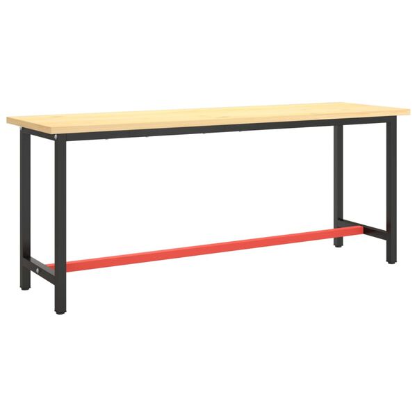 vidaXL Estrutura p/ bancada 190x50x79 cm metal preto e vermelho mate