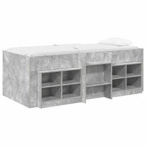vidaXL Cama Loft com Arm&aacute;rio com prateleira 3 unid. Cinzento Cimento