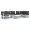 vidaXL 8 pcs conjunto lounge de jardim com almofad&otilde;es a&ccedil;o branco